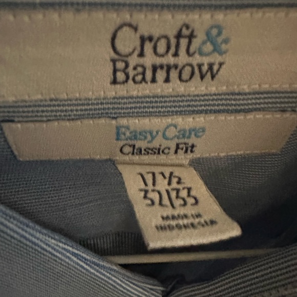 Croft & Borrow Men’s Dress Shirt 17 1/2 32/33 - Picture 2 of 2